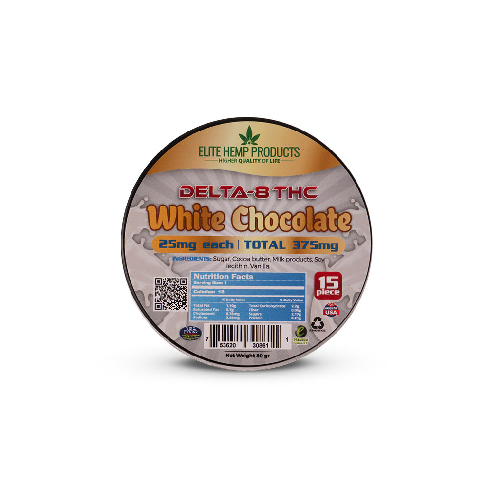 Delta-8 White Chocolate Bites 375mg
